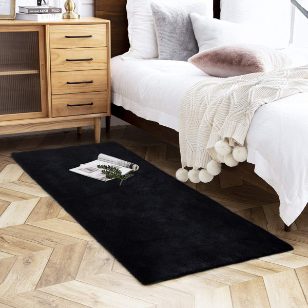 Mercer41 Damboise Faux Fur Black Rug & Reviews Wayfair